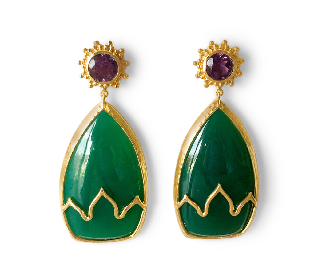 Green jewel earrings sales